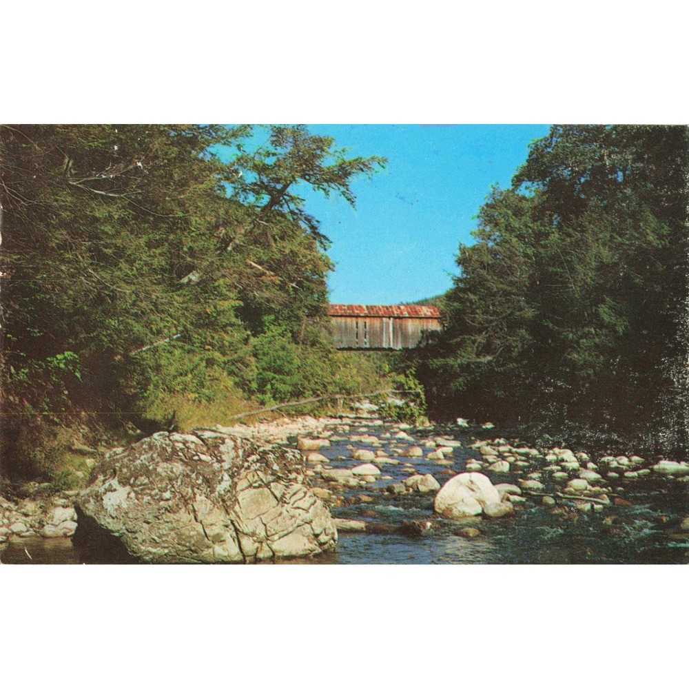 Vintage Brown Covered Bridge Clarendon Vermont Postcard Cold River Frank Forward - Picture 1 of 2